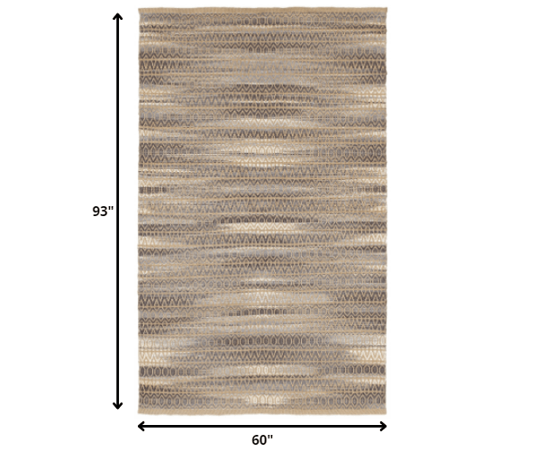 5’ x 8’ Gray and Tan Striated Runner Rug