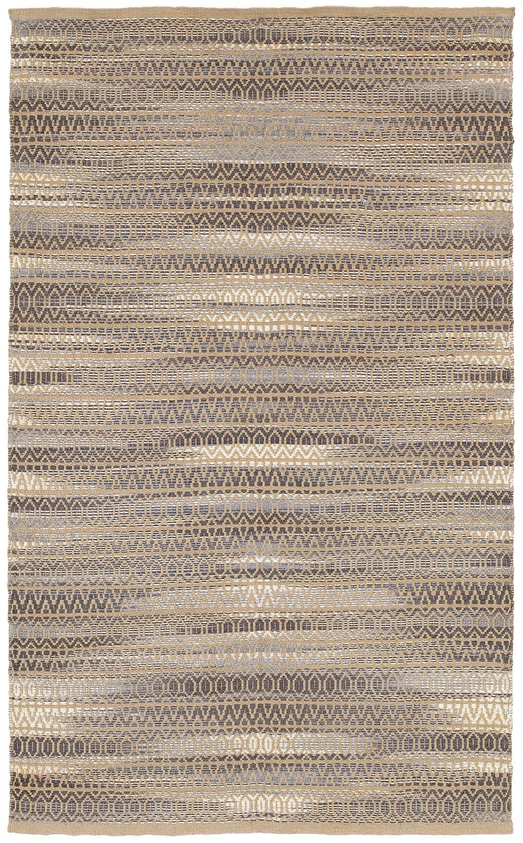 5’ x 8’ Gray and Tan Striated Runner Rug
