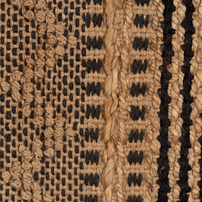 5’ x 8’ Tan and Black Intricate Striped Area Rug