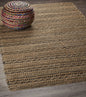 5’ x 8’ Tan and Black Intricate Striped Area Rug