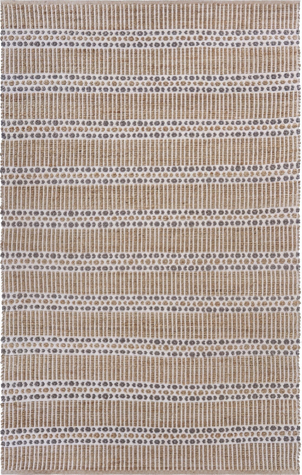 5’ x 8’ Tan and Gray Detailed Stripes Area Rug
