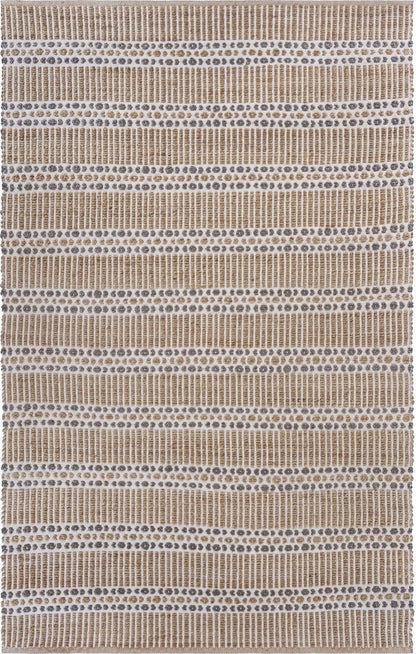 5’ x 8’ Tan and Gray Detailed Stripes Area Rug