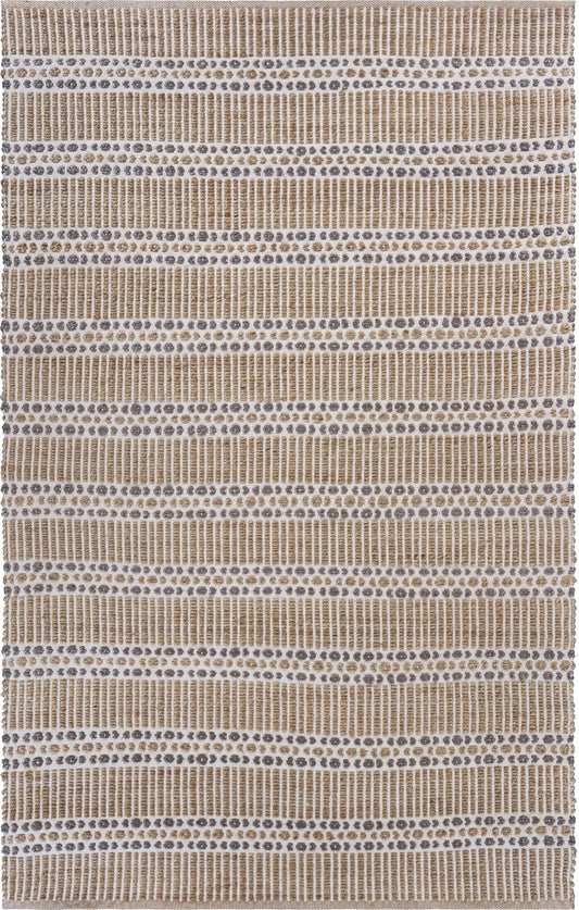 5’ x 8’ Tan and Gray Detailed Stripes Area Rug