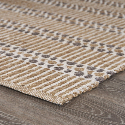 5’ x 8’ Tan and Gray Detailed Stripes Area Rug