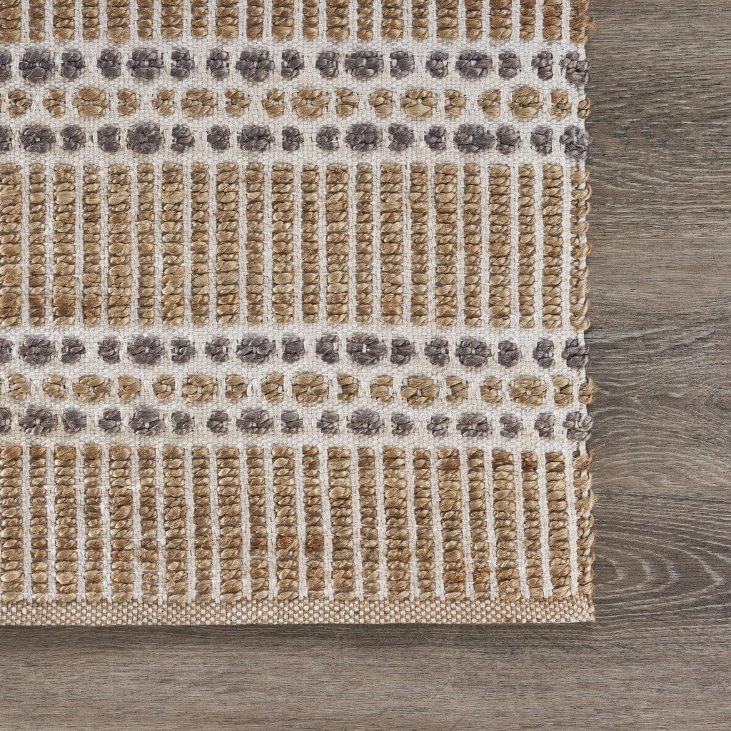 5’ x 8’ Tan and Gray Detailed Stripes Area Rug
