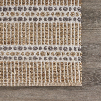 5’ x 8’ Tan and Gray Detailed Stripes Area Rug
