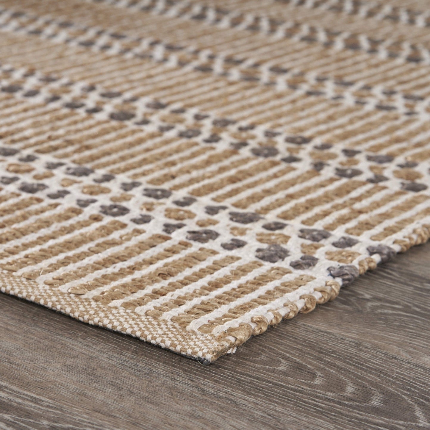 5’ x 8’ Tan and Gray Detailed Stripes Area Rug