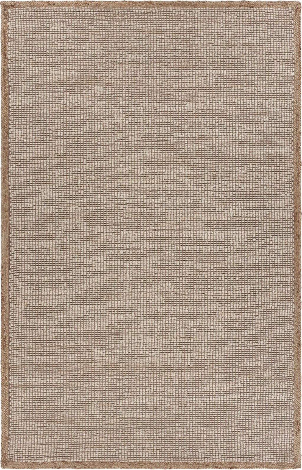 8’ x 10’ Tan and White Braid Border Area Rug