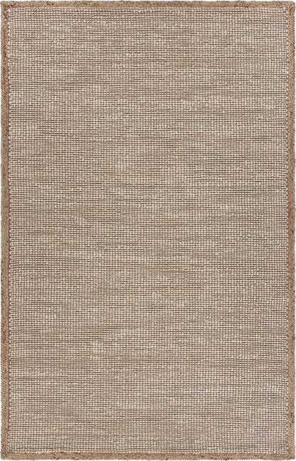 8’ x 10’ Tan and White Braid Border Area Rug