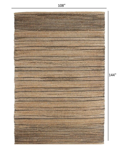 8’ x 10’ Tan and Black Eclectic Striped Area Rug