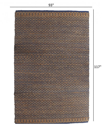 5’ x 8’ Tan and Blue Detailed Lattice Area Rug