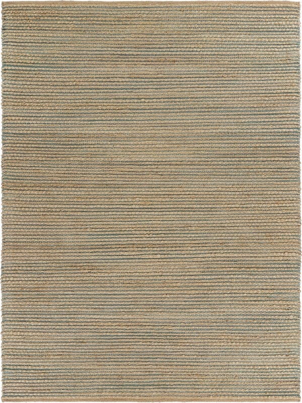 8’ x 10’ Tan and Blue Undertone Striated Area Rug