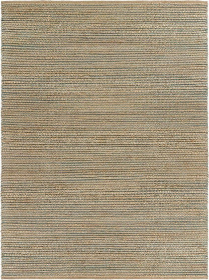 8’ x 10’ Tan and Blue Undertone Striated Area Rug