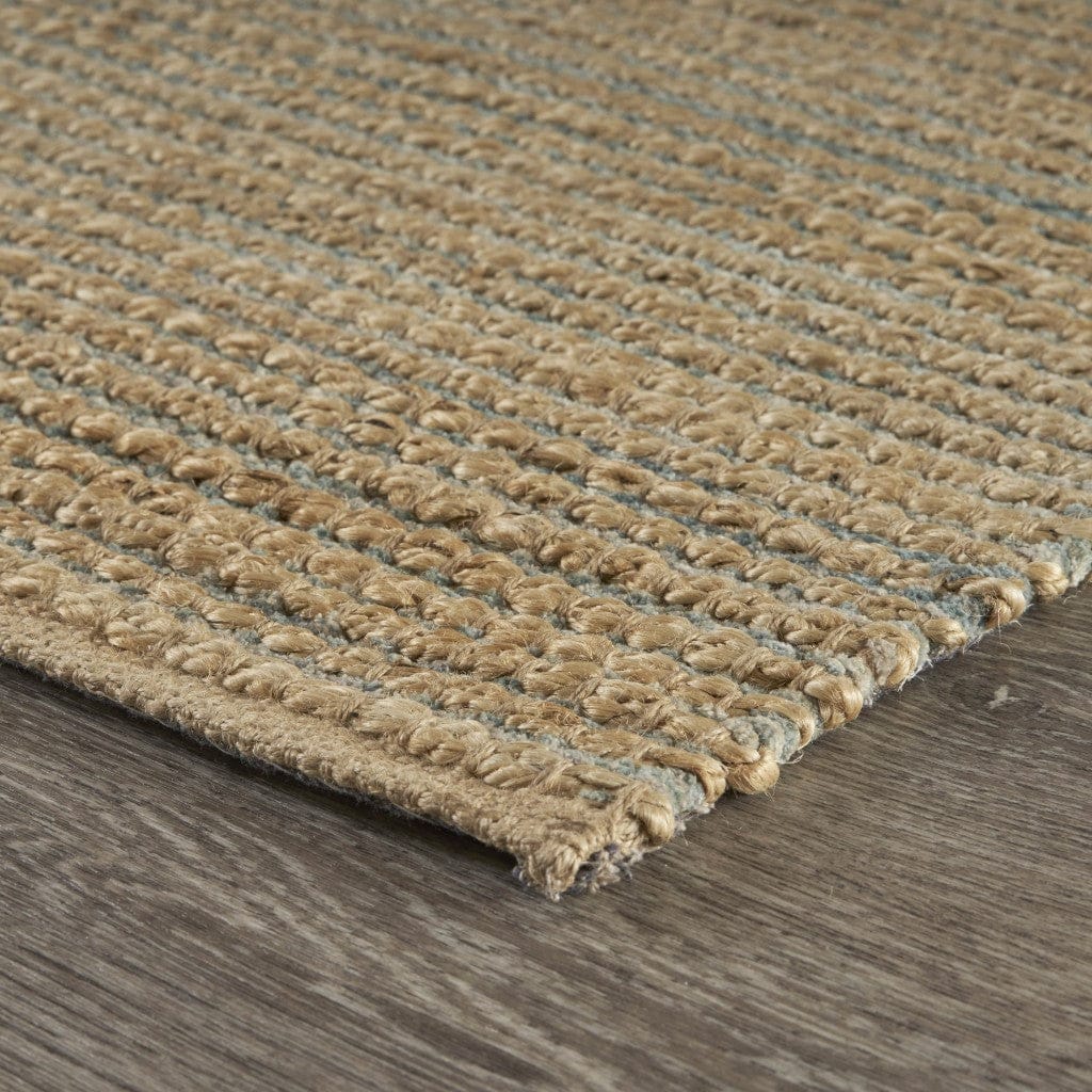 8’ x 10’ Tan and Blue Undertone Striated Area Rug