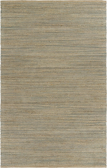 8’ x 10’ Tan and Blue Undertone Striated Area Rug