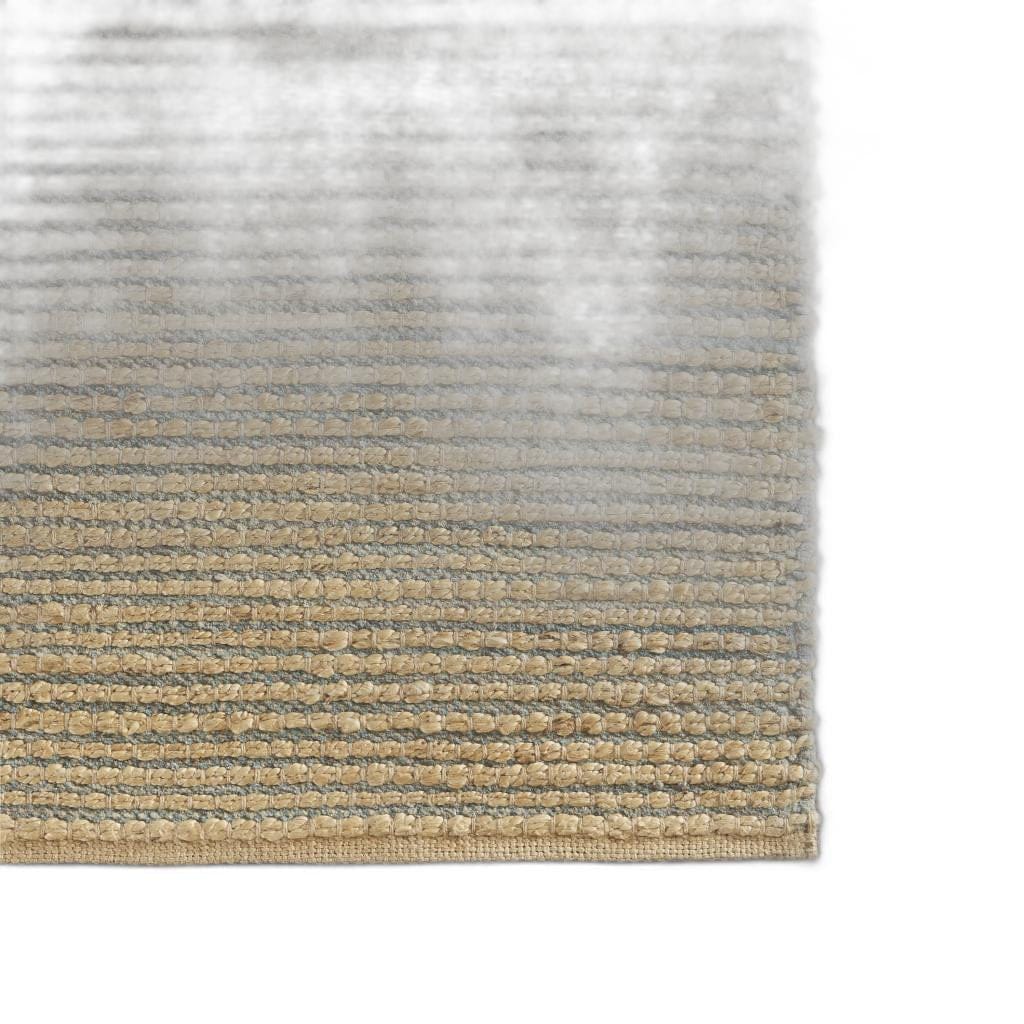 8’ x 10’ Tan and Blue Undertone Striated Area Rug