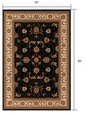 7’ x 9’ Black and Tan Floral Vines Area Rug