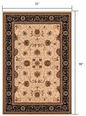 2’ x 10’ Cream and Black Decorative Runner Rug