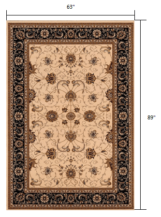 2’ x 10’ Cream and Black Decorative Runner Rug