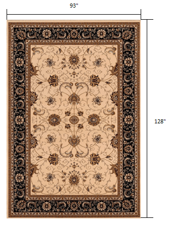 2’ x 10’ Cream and Black Decorative Runner Rug