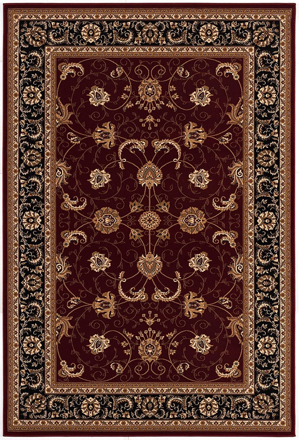 8’ x 11’ Red and Black Ornamental Area Rug