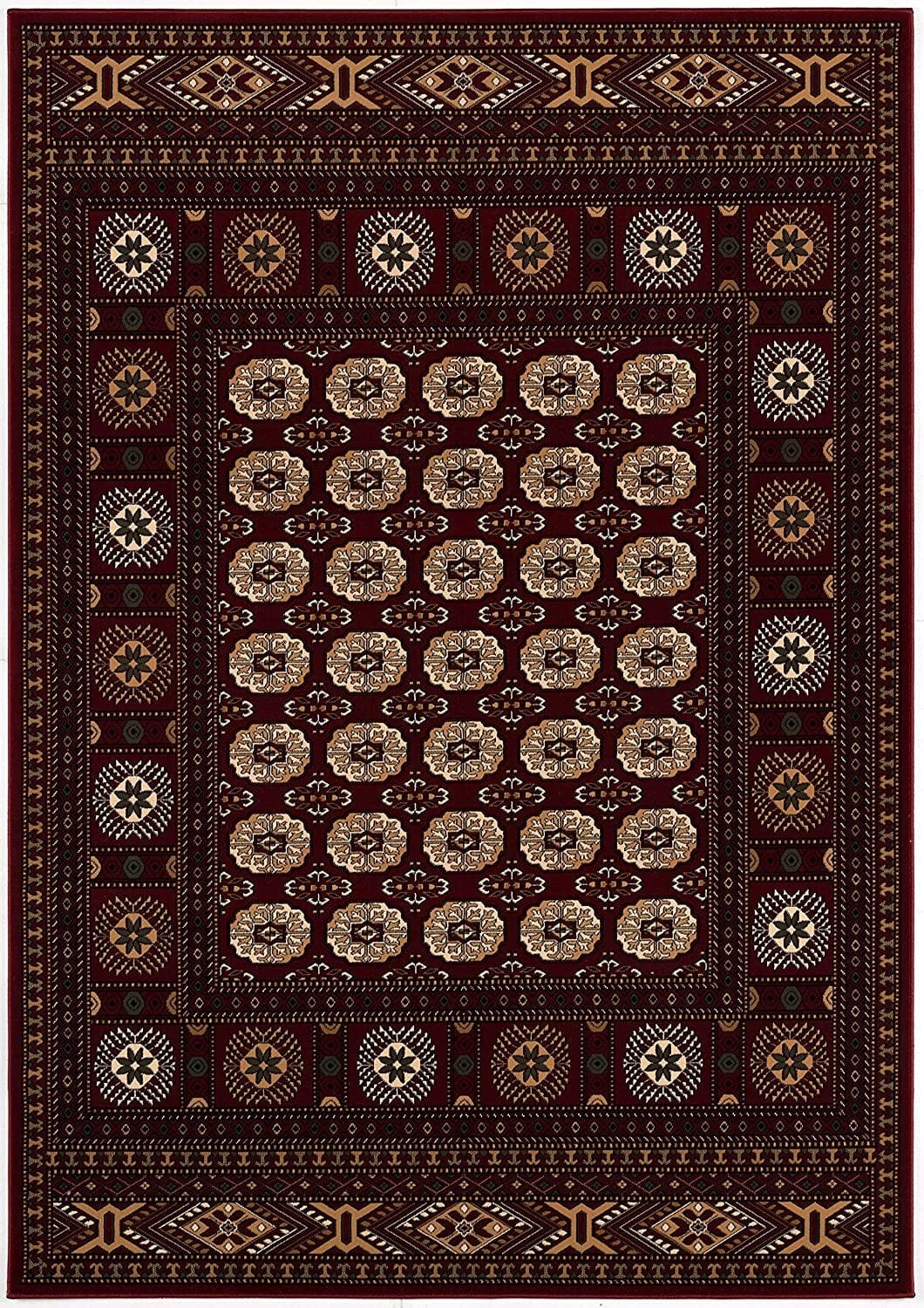 2’ x 8’ Red Eclectic Geometric Pattern Runner Rug