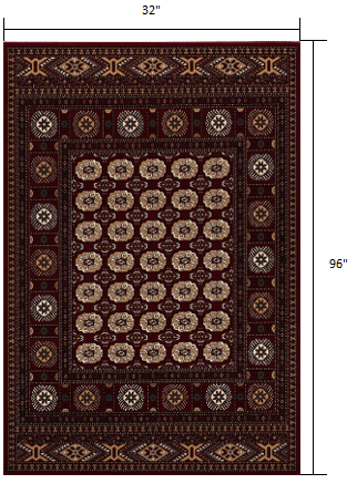 2’ x 8’ Red Eclectic Geometric Pattern Runner Rug