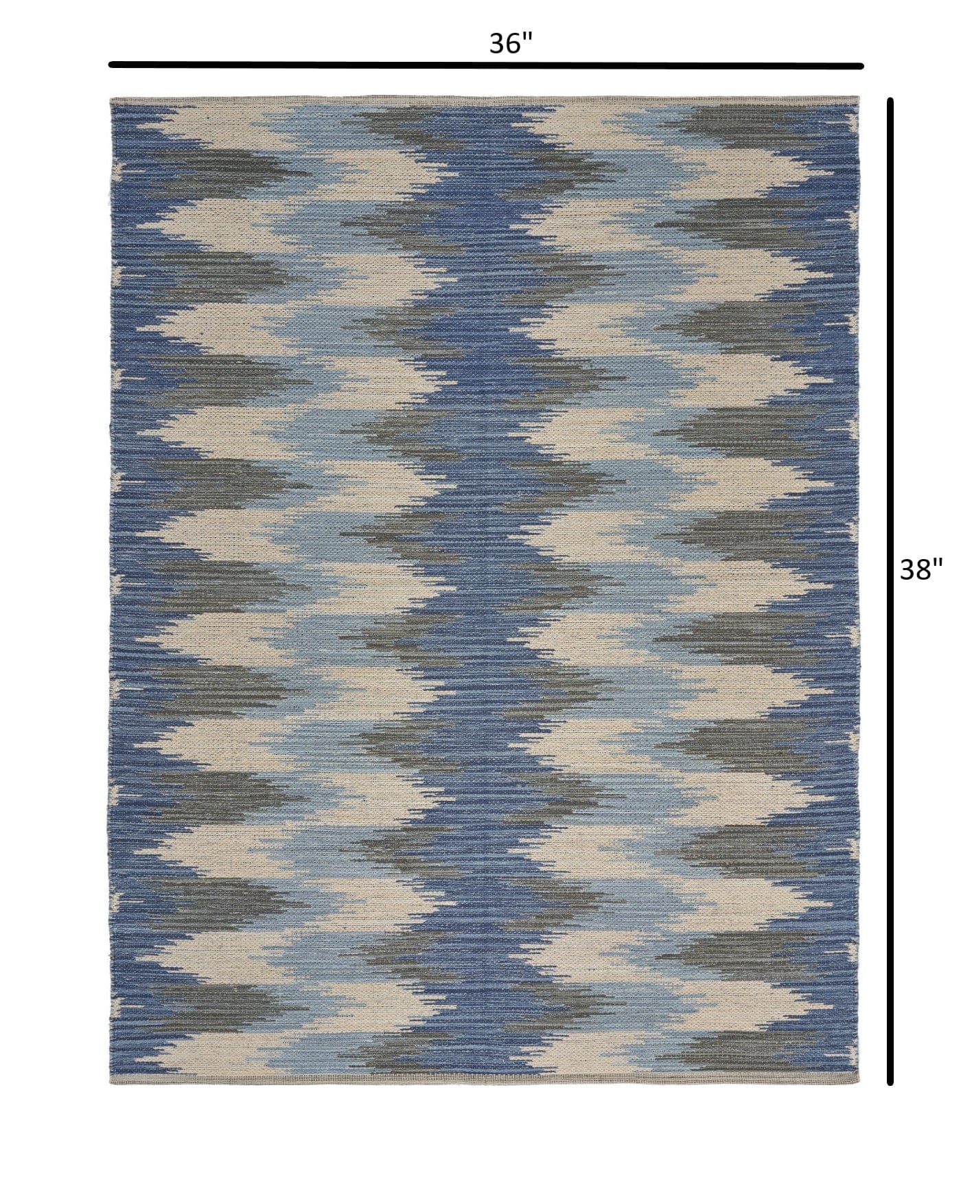3’ x 5’ Blue and Cream Ikat Pattern Area Rug