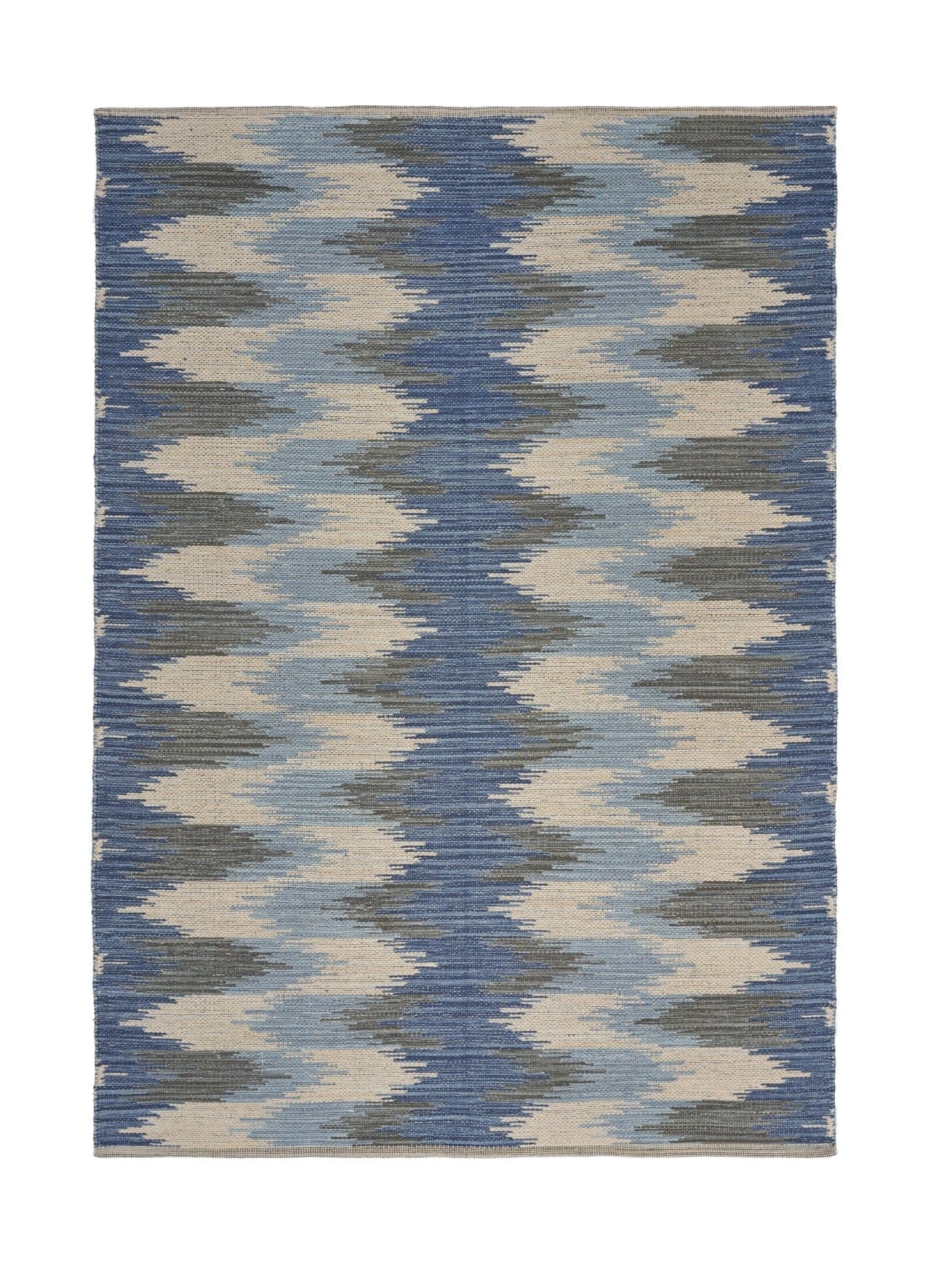 3’ x 5’ Blue and Cream Ikat Pattern Area Rug