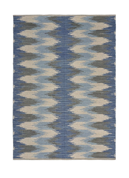 3’ x 5’ Blue and Cream Ikat Pattern Area Rug