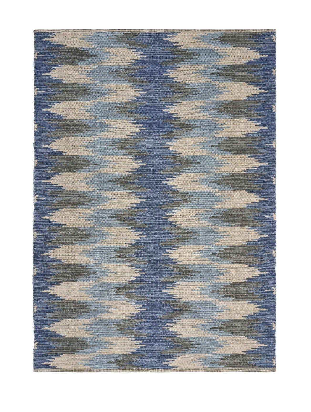 3’ x 5’ Blue and Cream Ikat Pattern Area Rug