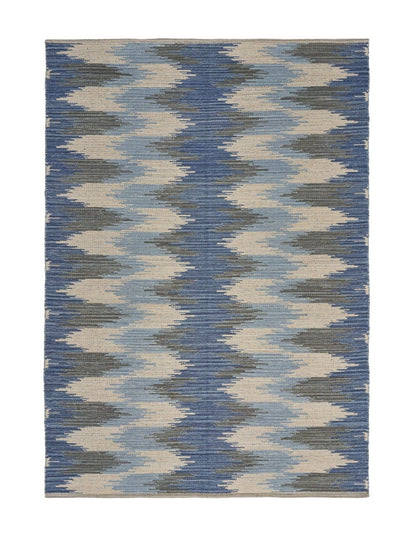 3’ x 5’ Blue and Cream Ikat Pattern Area Rug