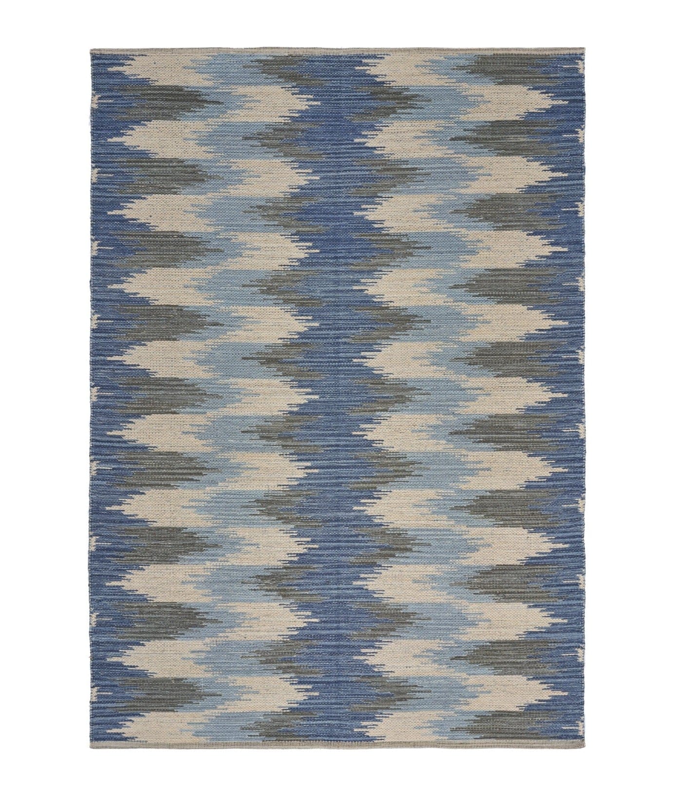 3’ x 5’ Blue and Cream Ikat Pattern Area Rug