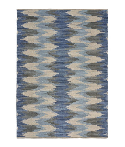 3’ x 5’ Blue and Cream Ikat Pattern Area Rug