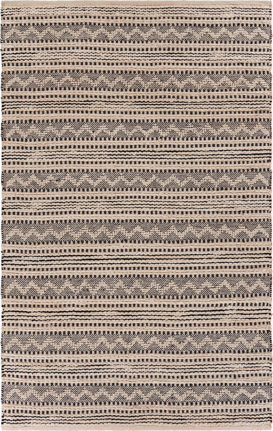 8’ x 10’ Black and Blush Chevron Stripe Area Rug