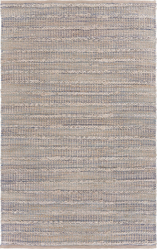 5’ x 8’ Blue and Cream Braided Jute Area Rug