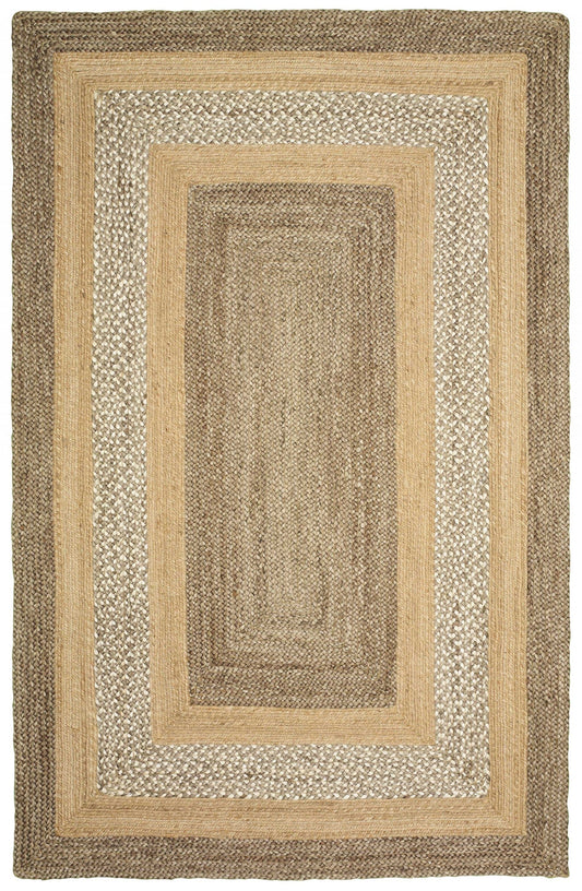4’ x 6’ Tan and Beige Bordered Area Rug