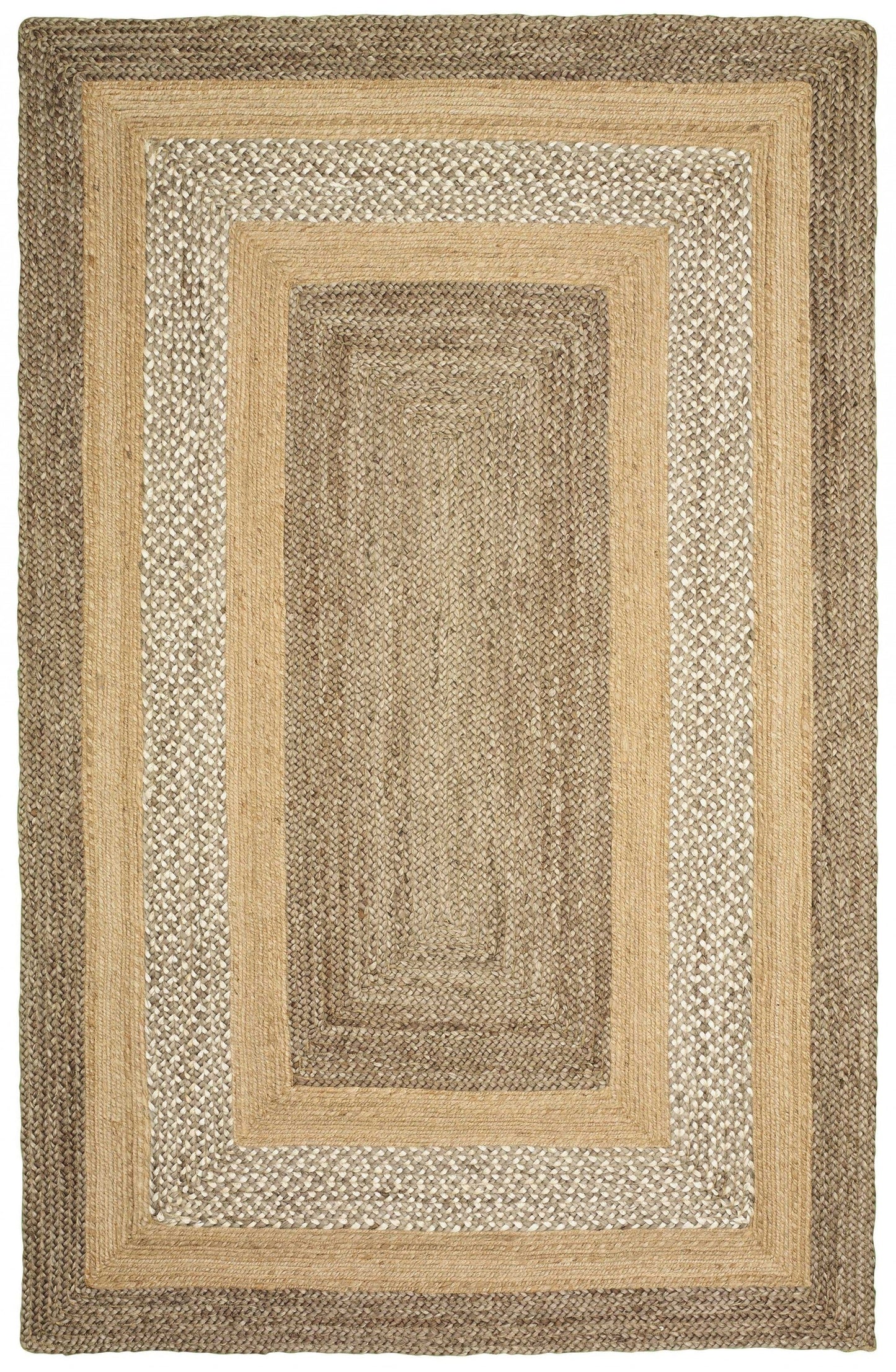 4’ x 6’ Tan and Beige Bordered Area Rug