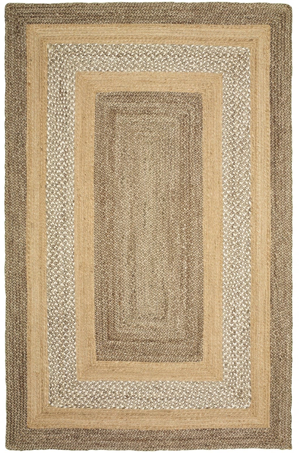 4’ x 6’ Tan and Beige Bordered Area Rug