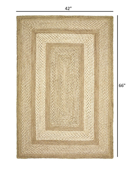 4’ x 6’ Tan Geometric Bordered Area Rug