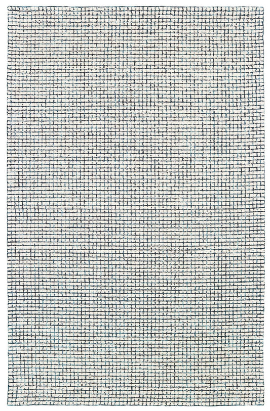 9’ x 12’ Navy and Ivory Grids Area Rug