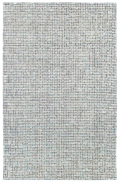 9’ x 12’ Navy and Ivory Grids Area Rug