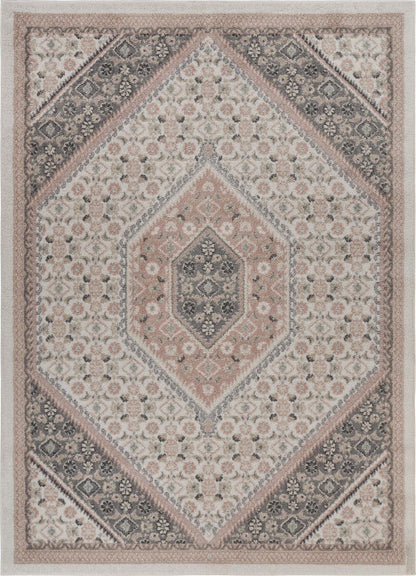 5’ x 7’ Gray and Blush Traditional Area Rug