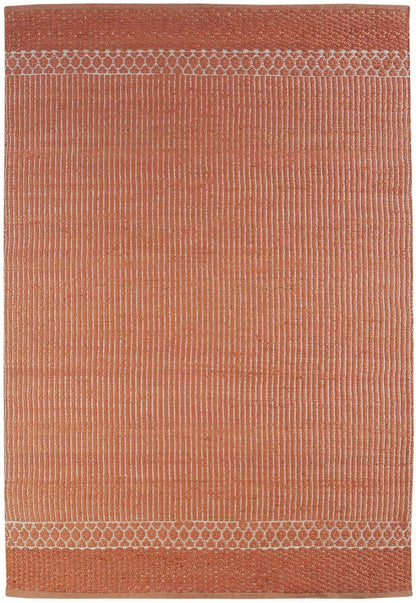 5’ x 8’ Orange and White Thin Striped Area Rug