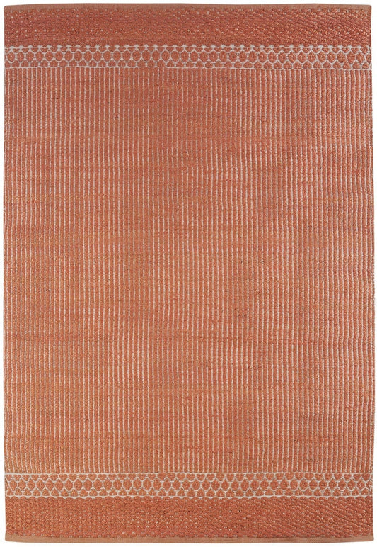 5’ x 8’ Orange and White Thin Striped Area Rug