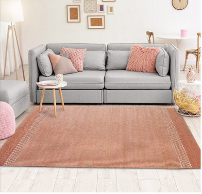 5’ x 8’ Orange and White Thin Striped Area Rug