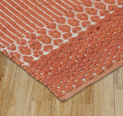 5’ x 8’ Orange and White Thin Striped Area Rug