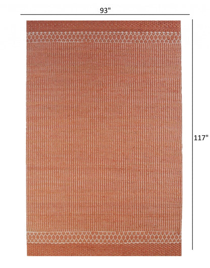 5’ x 8’ Orange and White Thin Striped Area Rug