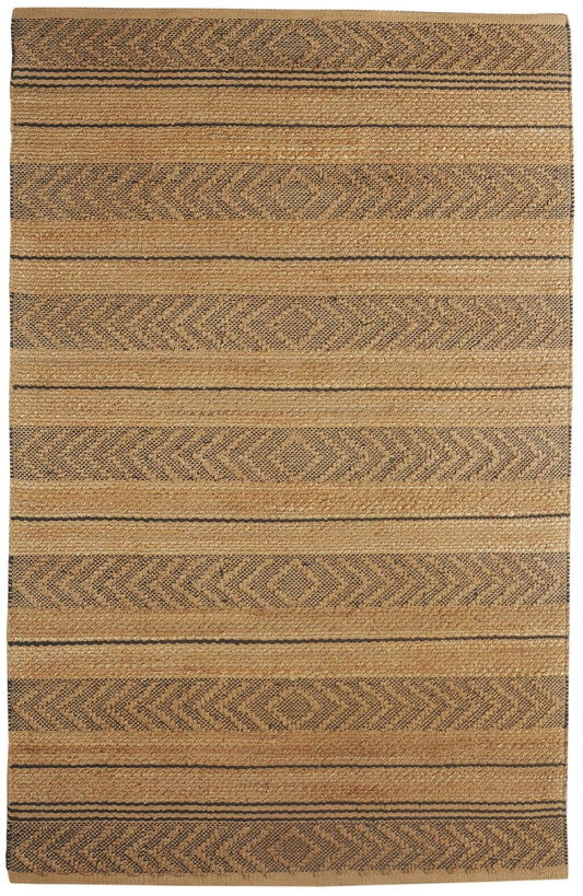 5’ x 8’ Tan and Gray Bohemian Striped Area Rug