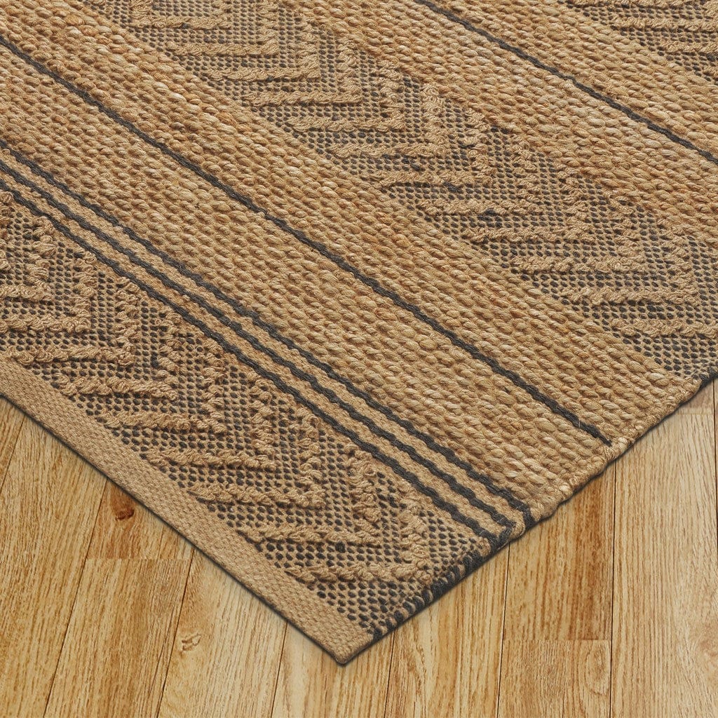 5’ x 8’ Tan and Gray Bohemian Striped Area Rug